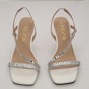 Unisa Women's White and Silver Strappy Sandals